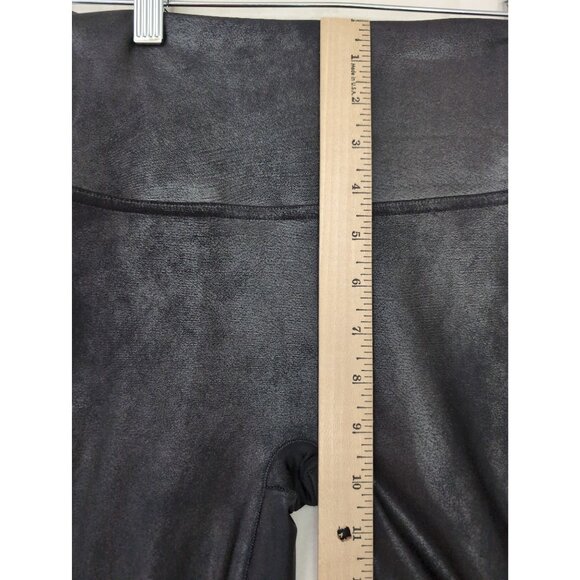 Spanx Faux Leather Leggings Women M Tall Black Shiny Shapewear Stretch Rocker - Picture 10 of 12